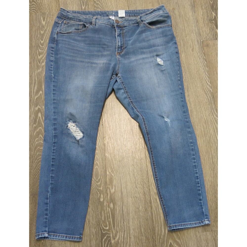 TIME and TRU Ankle Crop Skinny Jeans Size 22 Women Distressed  Blue Plus Casual